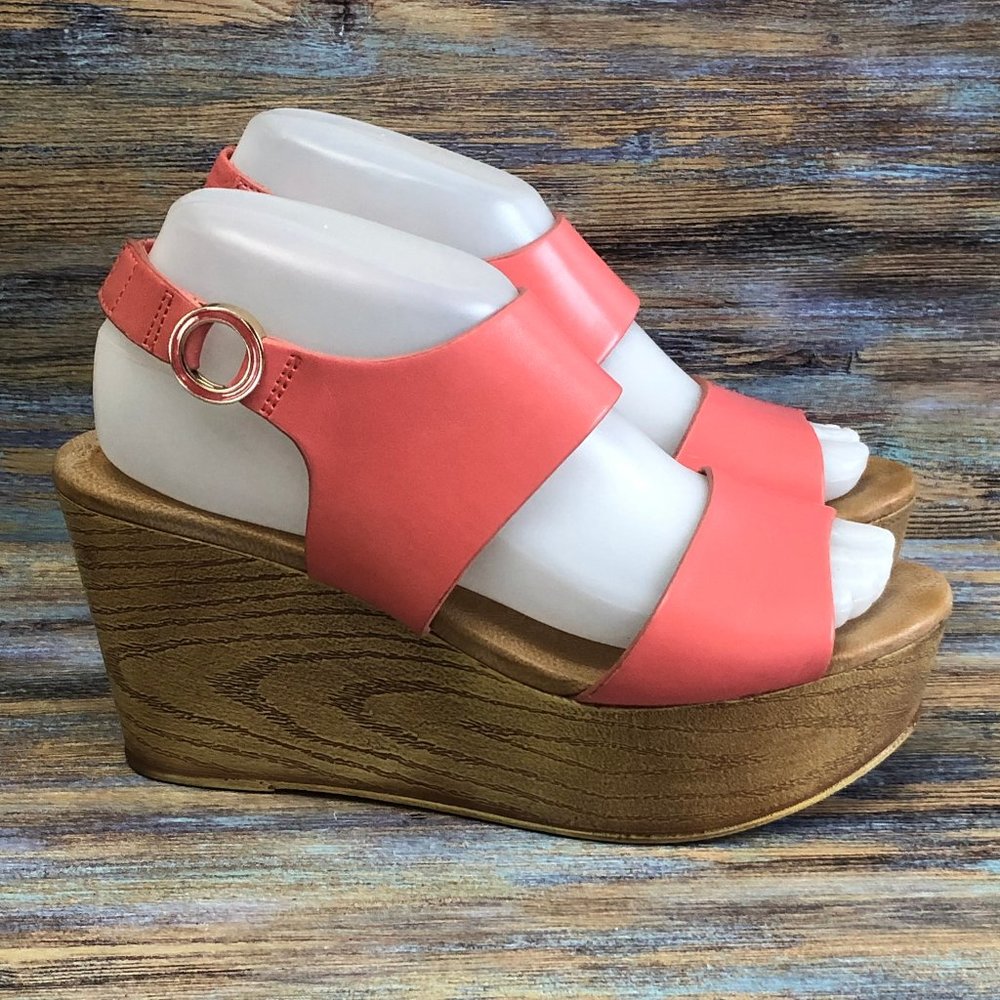 Aldo Platform Wedge Sandals Slip on Salmon Color Women's Size 7.5